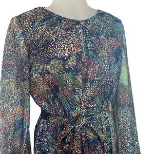 Vintage 70s DAMON DRESS~Abstract Floral Print~sz 14 1/2